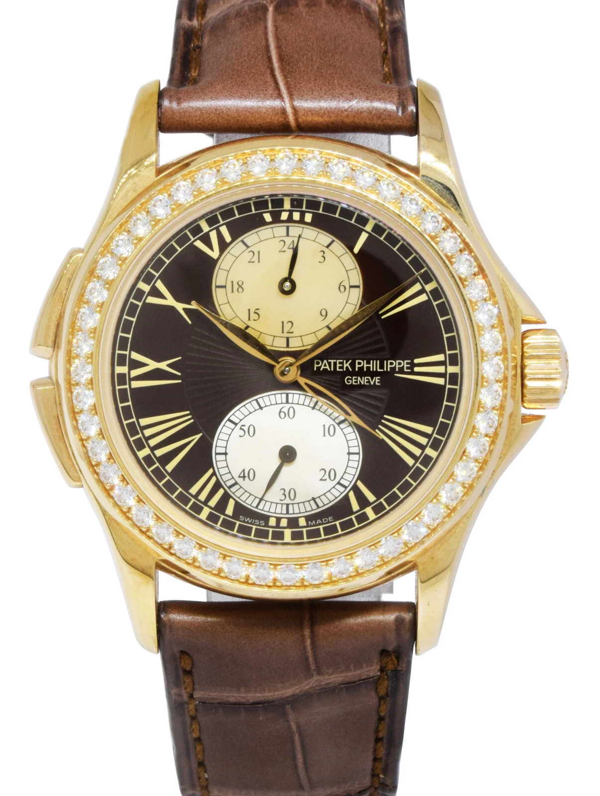 Patek Philippe — Patek Philippe Travel Time 4934 18K Rose Gold Pearl & Diamonds Watch 4934R