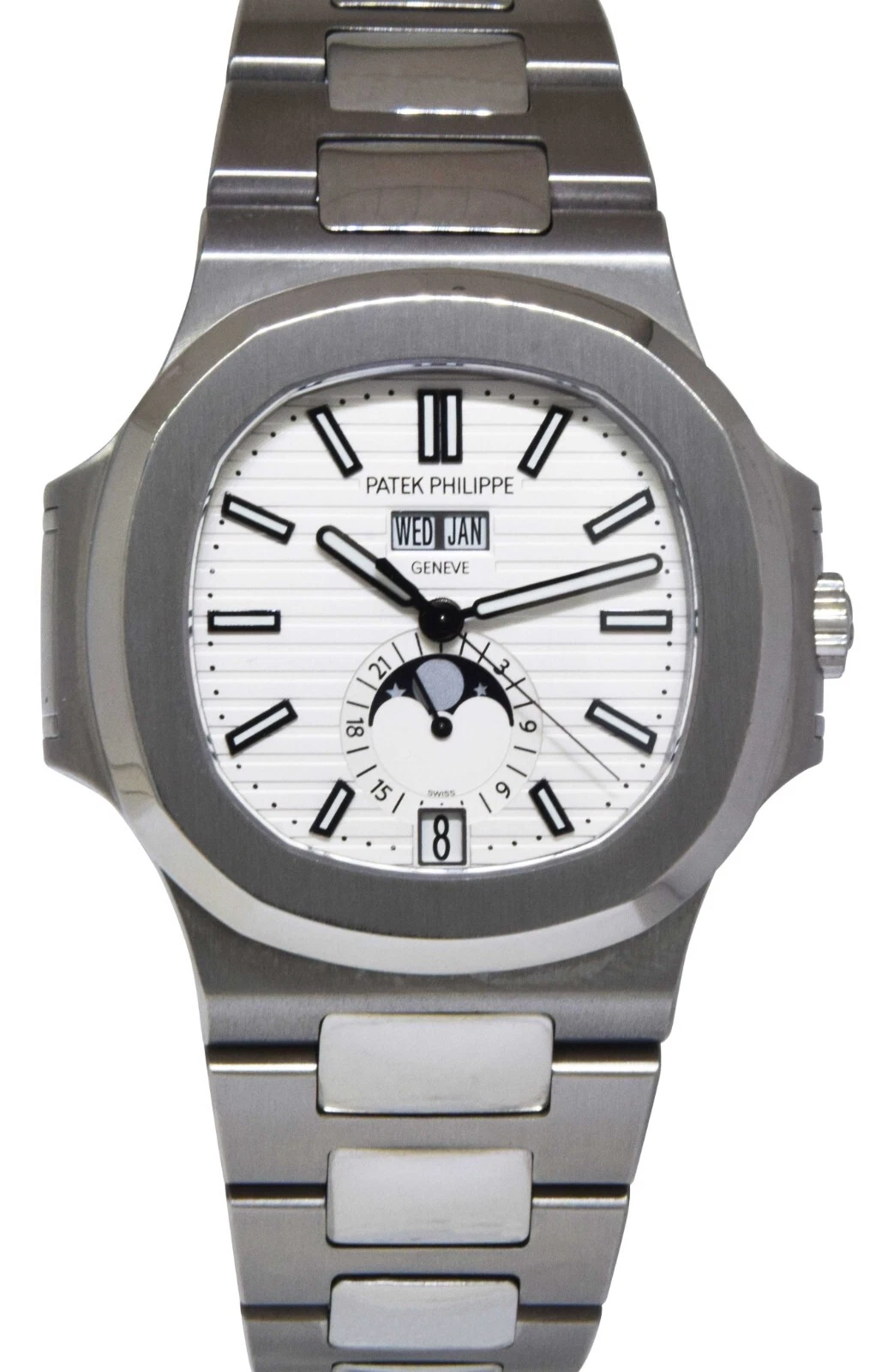 Patek Philippe — Patek Philippe Nautilus Steel Annual Calendar White Dial Watch B/P '17 5726/1A