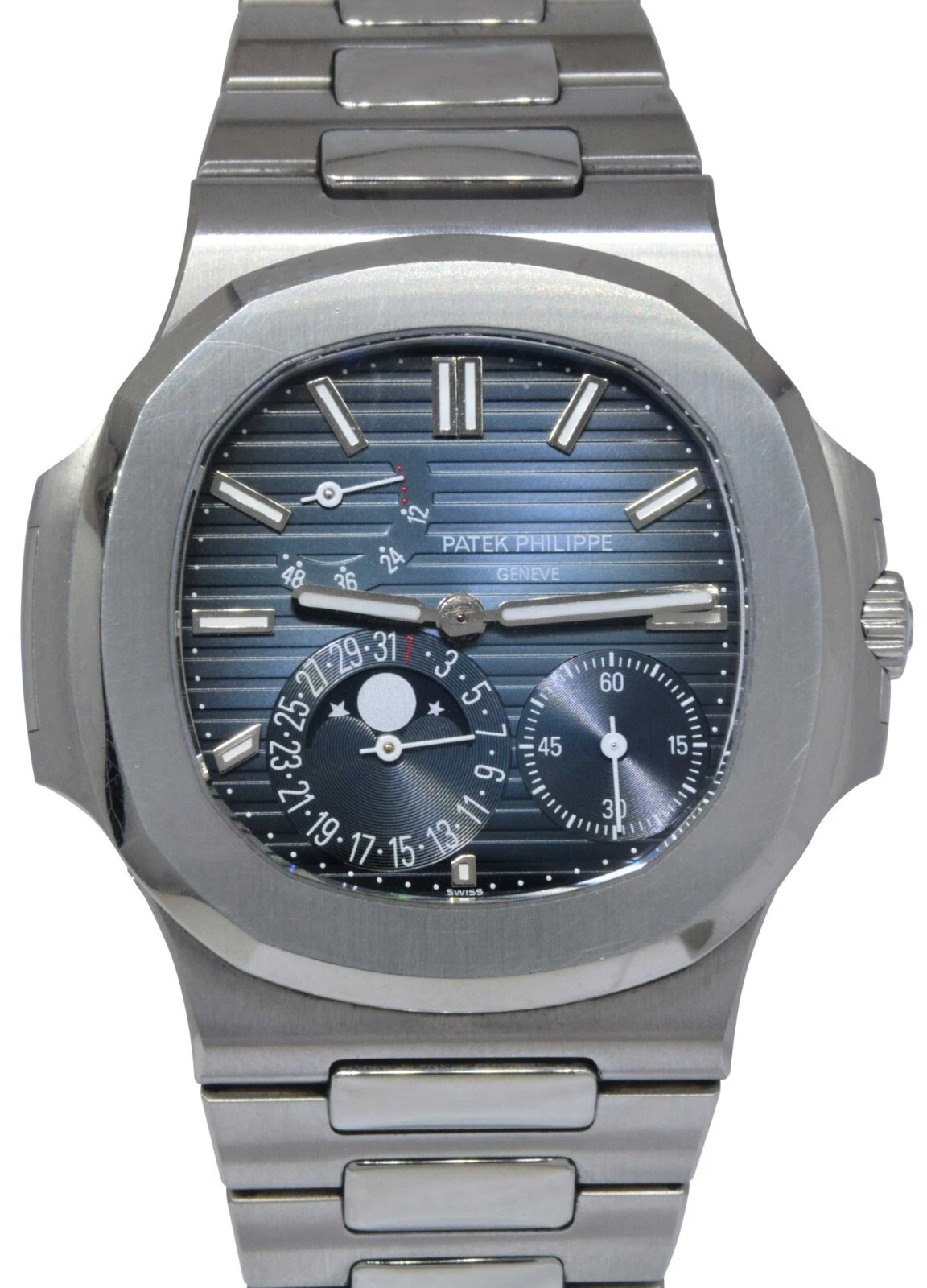 Patek Philippe — Patek Philippe Nautilus Complication S. Steel Blue DIal Watch B/P '14 5712/1A