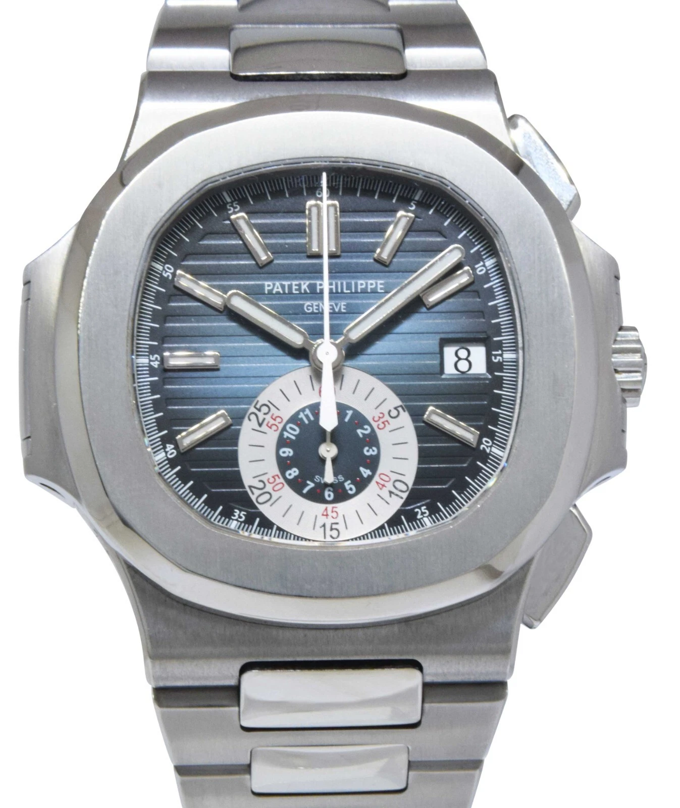 Patek Philippe — Patek Philippe Nautilus 5980 Chronograph Steel Blue Dial Watch B/P '13 5980/1A