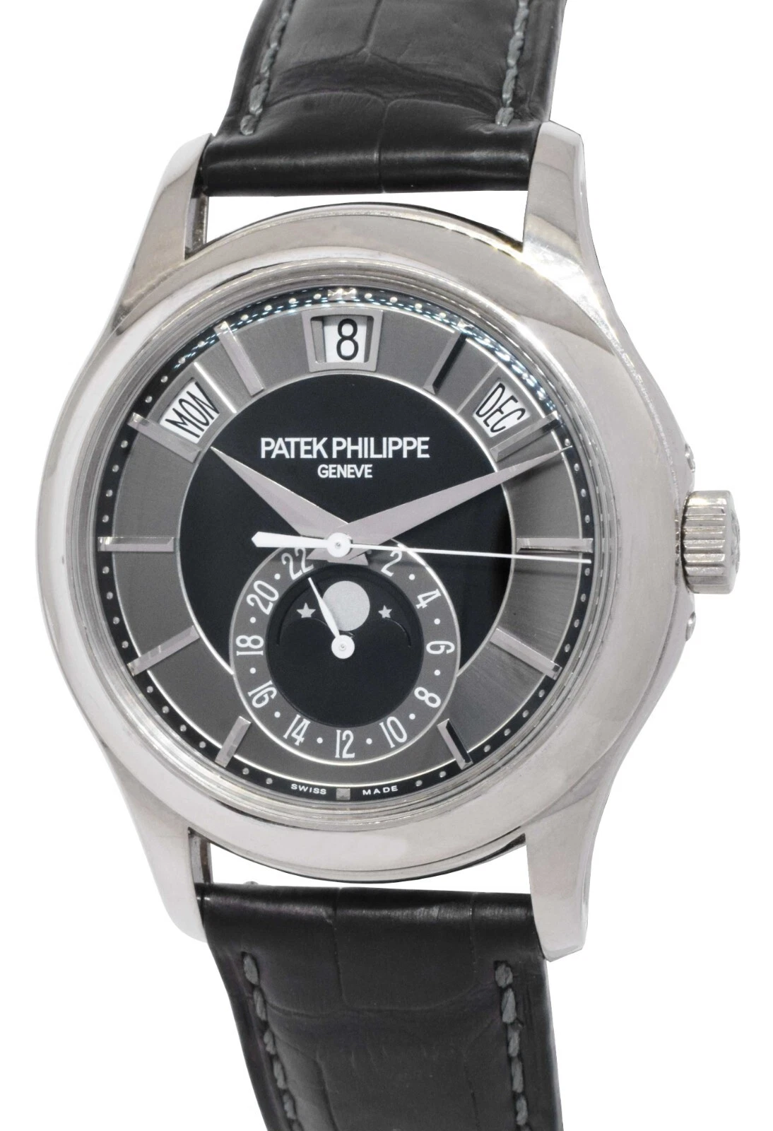 Patek Philippe — Patek Philippe Annual Calendar 5205 18k White Gold Black/Gray Dial Watch 5205G