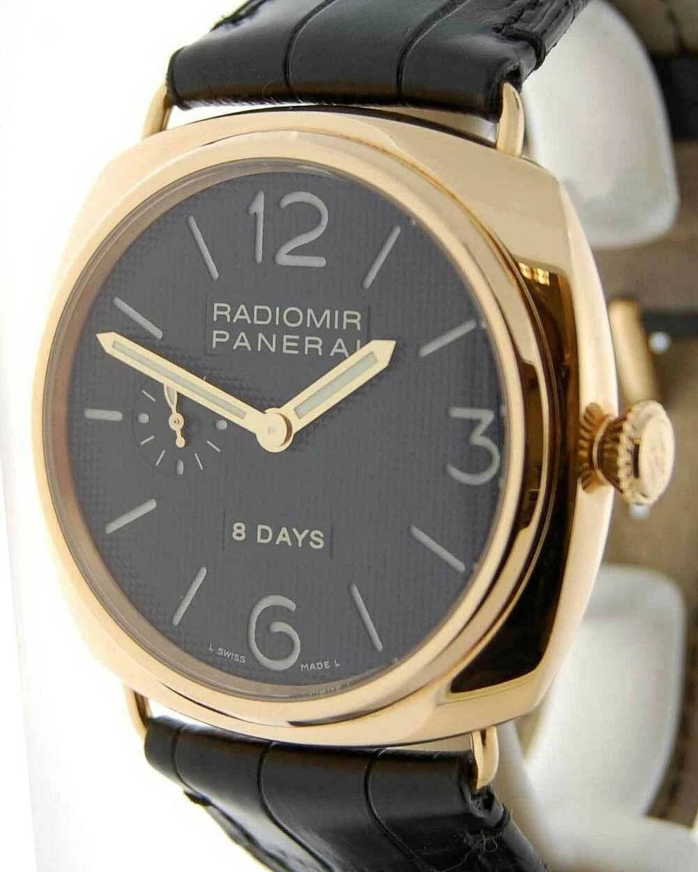 Panerai — Panerai Radiomir 8 Day 18K Rose Gold Black Dial Mens Watch/ Box G Pam00197