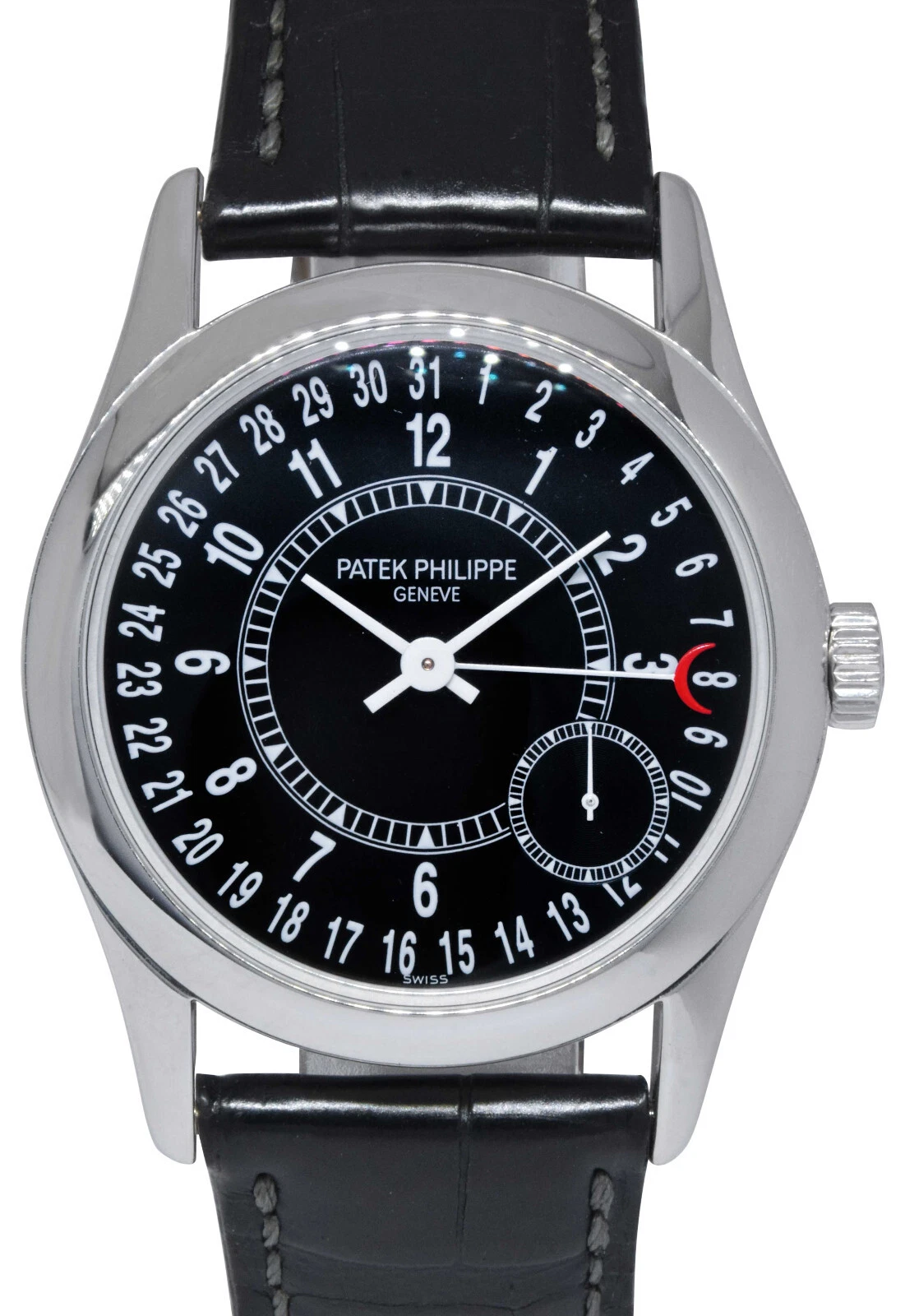 Patek Philippe — Patek Philippe Calatrava 6000 18k White Gold Black Dial Mens 37mm Watch BP 6000G