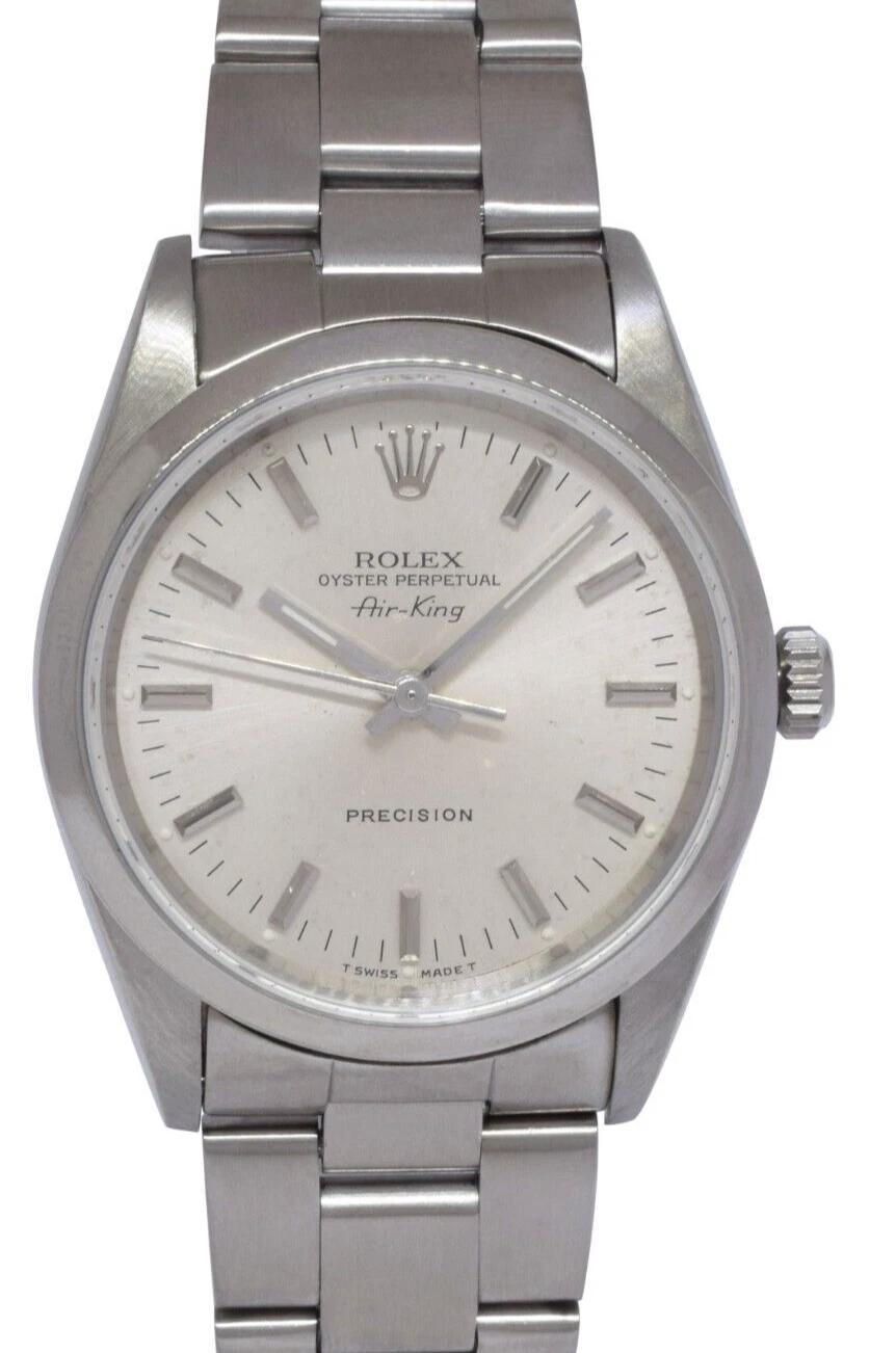 Rolex — Rolex Air-King Precision Steel Silver Dial 34mm Automatic Watch E 14000