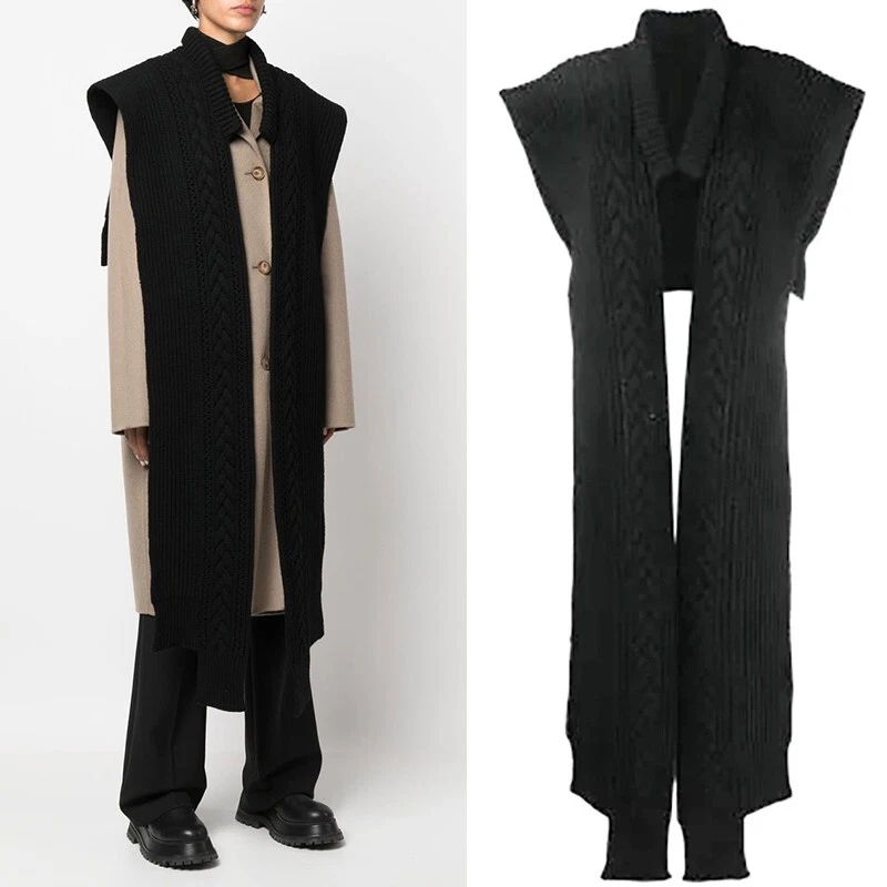 Alexander McQueen — NEW $1,250 ALEXANDER MCQUEEN Black 100% Wool SKULL Cable Chunky Knit SCARF