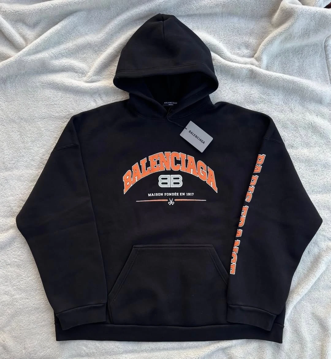 Balenciaga — Balenciaga Black & Orange Maison Logo Hoodie - 2XL - $1150 - New - Authentic