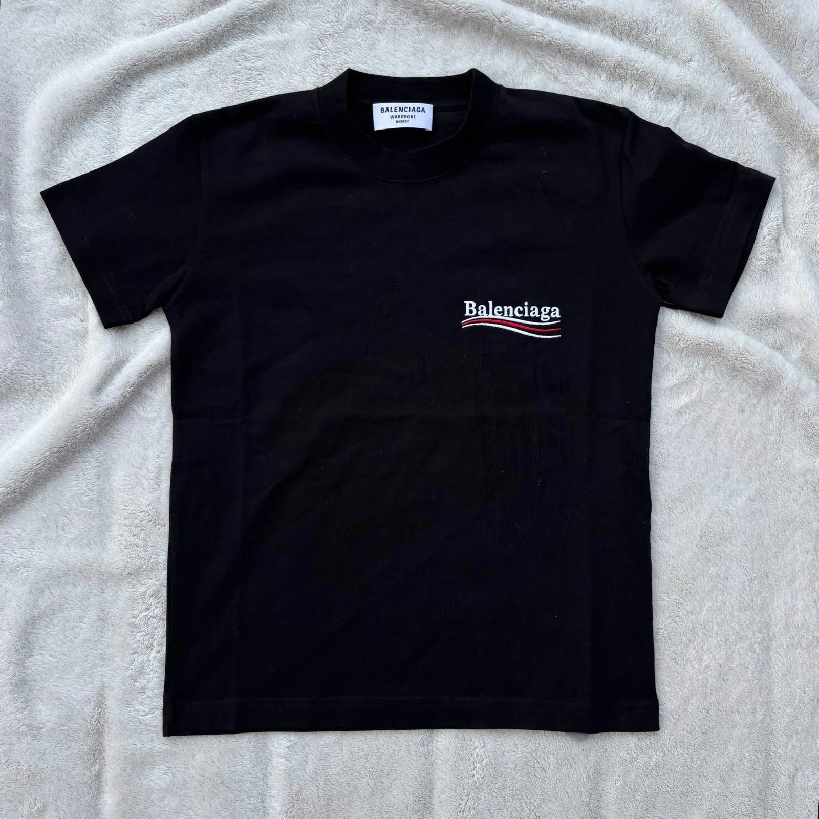 Balenciaga — Balenciaga Black Embroidered Political Logo Tee - Small - $850 - Authentic New