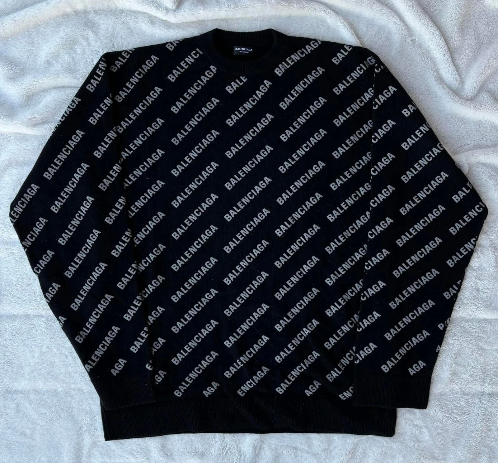 Balenciaga — Balenciaga Black White All Over Wool Sweater -  XL - $1750 - New - Authentic