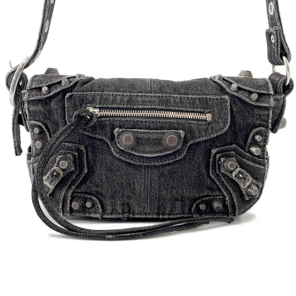 Balenciaga — BALENCIAGA Luca Goal Shoulder Bag Size XS Denim Gray/Black 719082