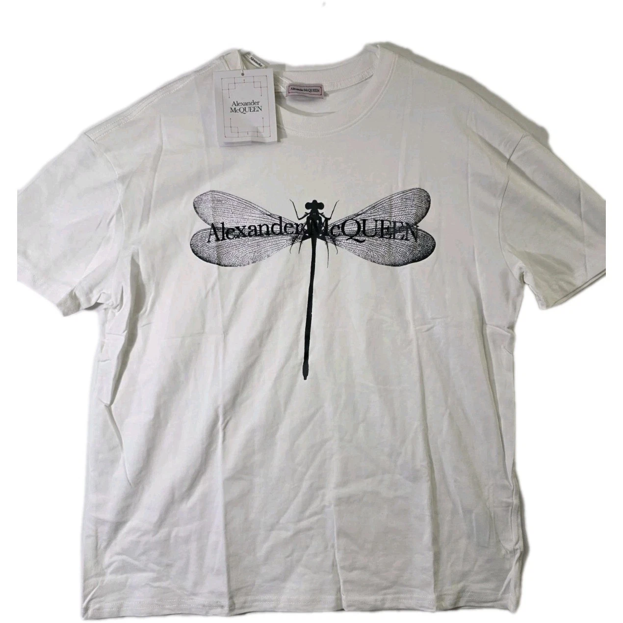 Alexander McQueen — Alexander McQueen Dragonfly Shirt White Men's Size XXL Black Print NWT