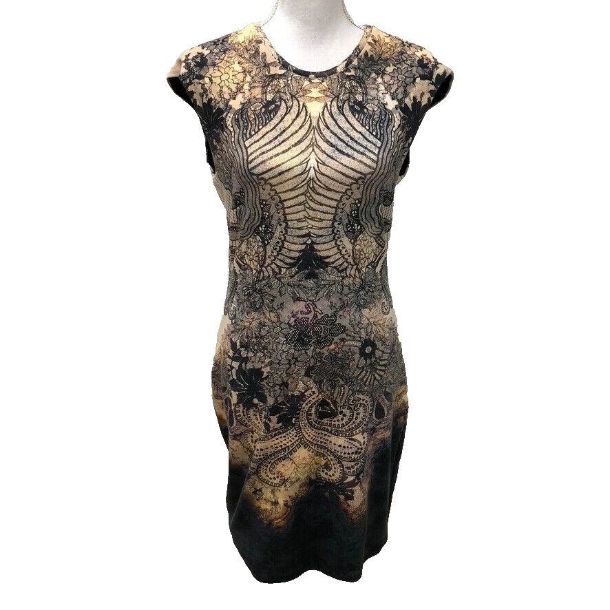 Alexander McQueen — Alexander McQueen Griffon Lace Sheath Dress Womens 46 10 Stretch Career Party