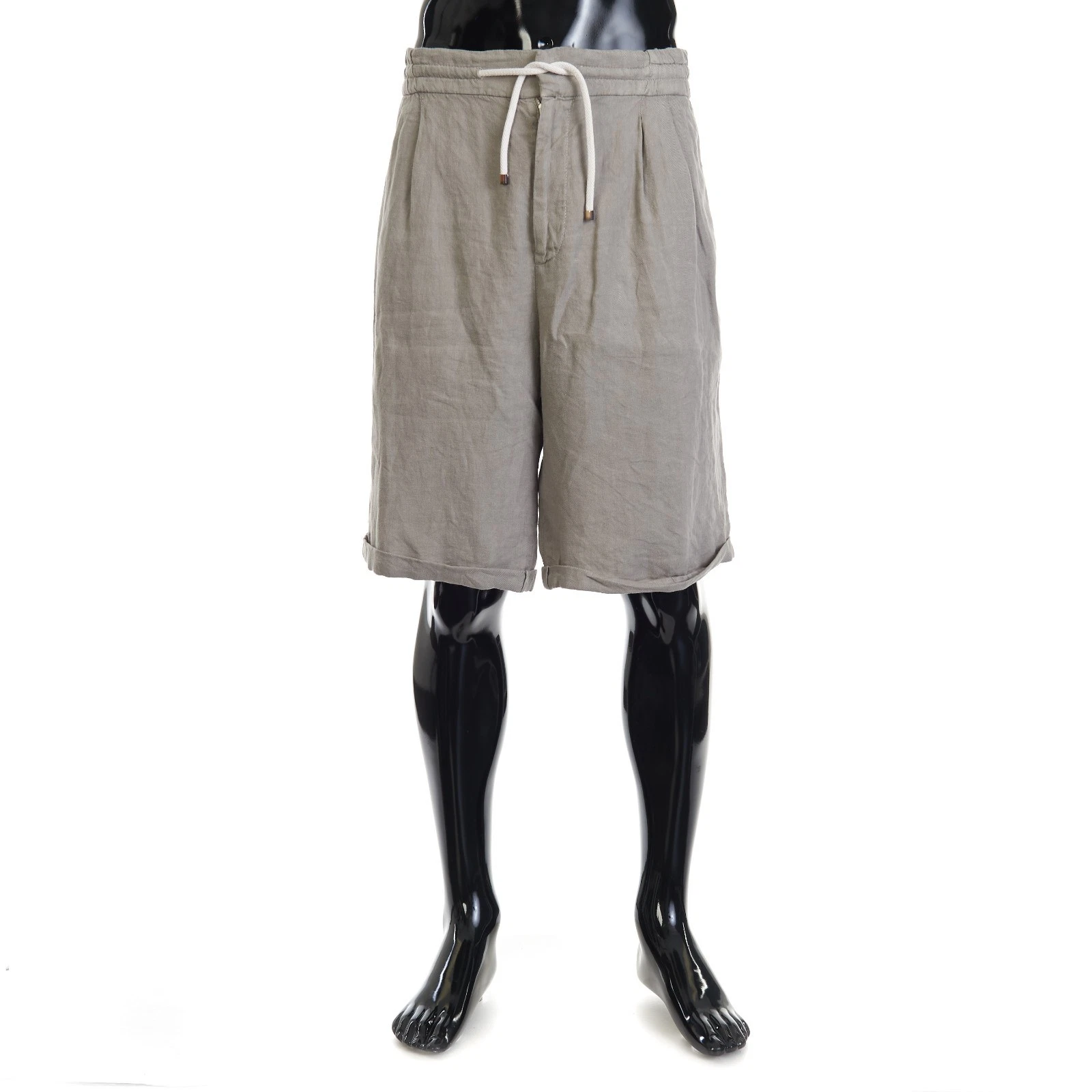 Brunello Cucinelli — BRUNELLO CUCINELLI 950$ Linen Bermuda Shorts - Drawstring Double Pleats 56 / 2XL
