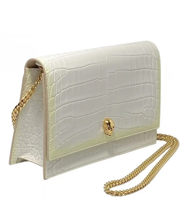 Alexander McQueen — Alexander McQueen Small Skull Croc-Embossed Shoulder Bag NWOT $1290