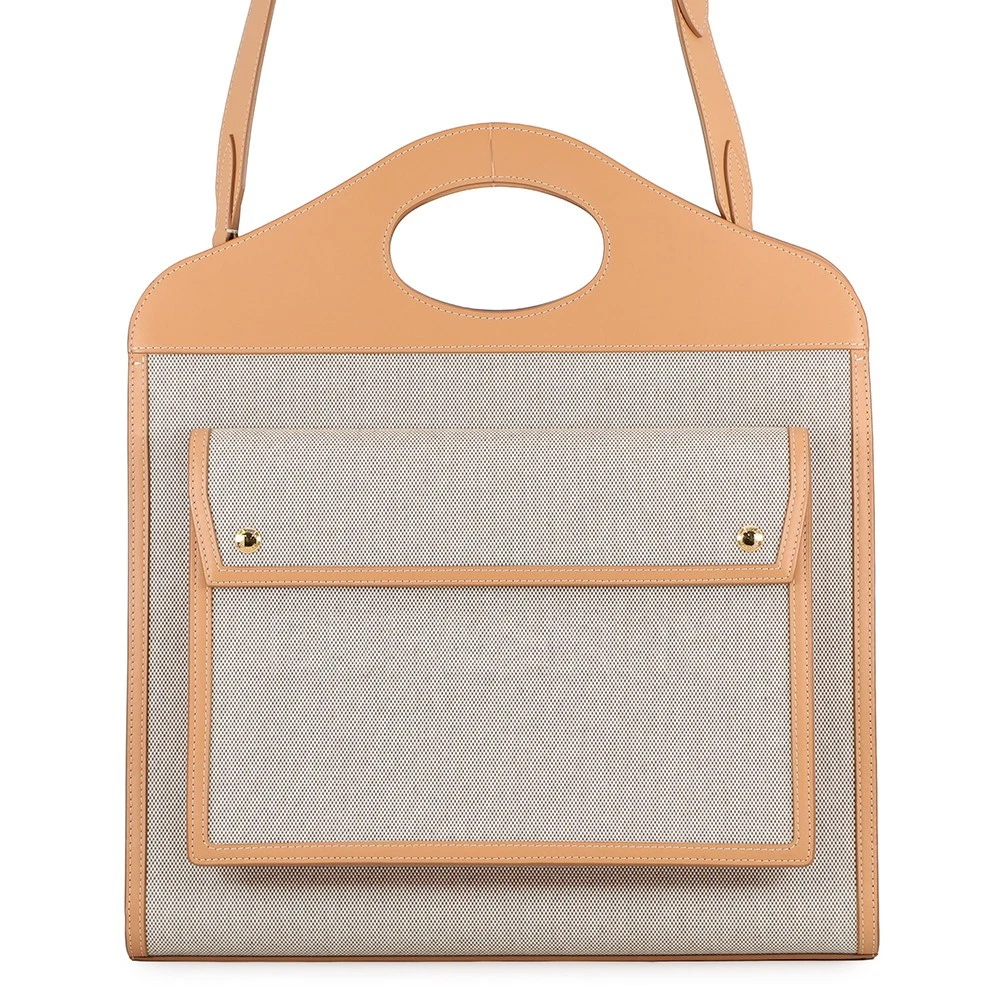 Burberry — BURBERRY Pocket bag Size Medium Canvas/Leather Beige/Warm Sand 8039070