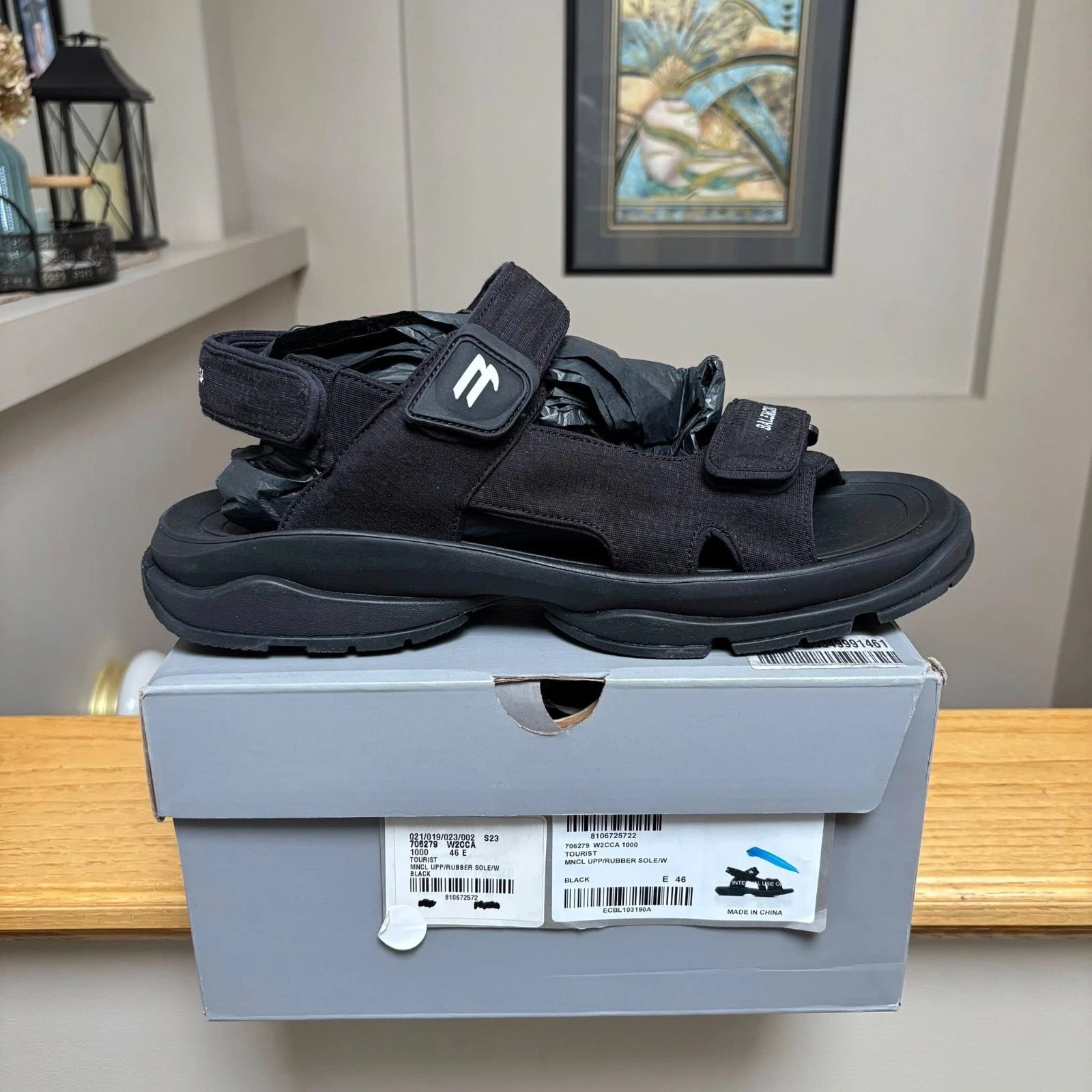 Balenciaga — Balenciaga Black Tourist Sandals - 47 EU / 14 US - MSRP $750 - New - Authentic