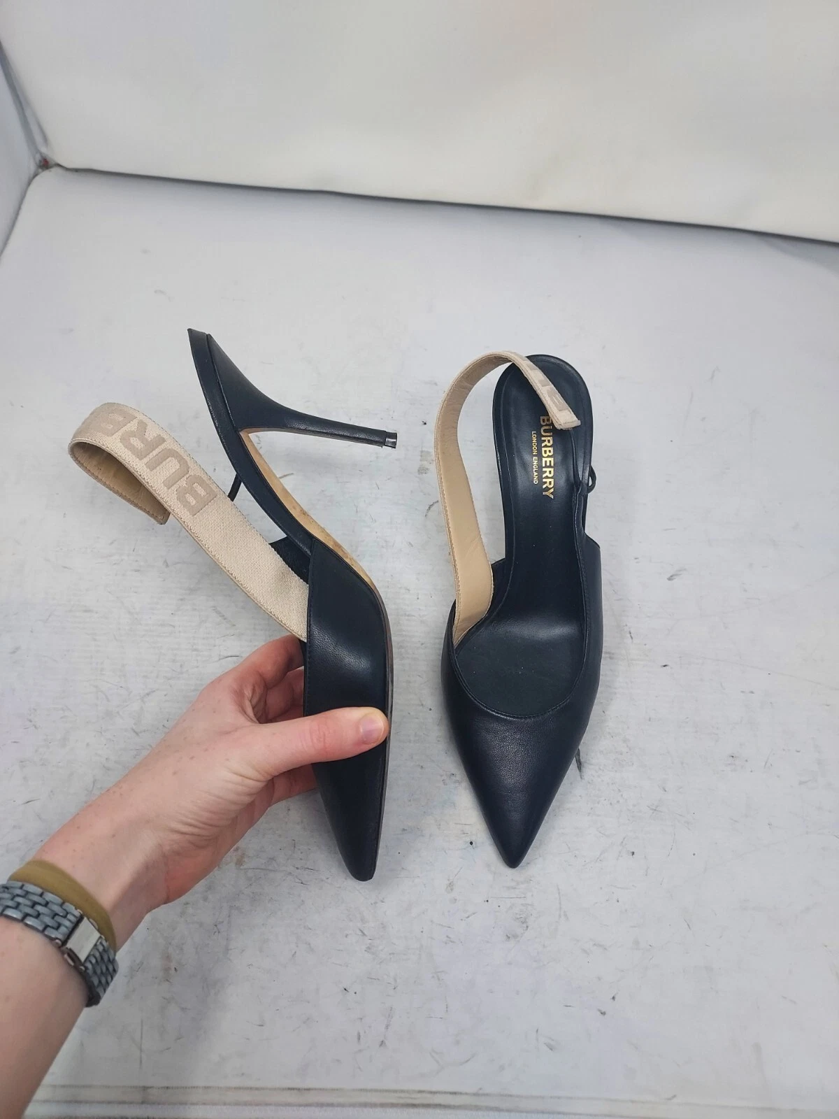 Burberry — Burberry Maria Logo Slingback Pointy Toe Pump Size EU 39.5 US 9.5 Womens