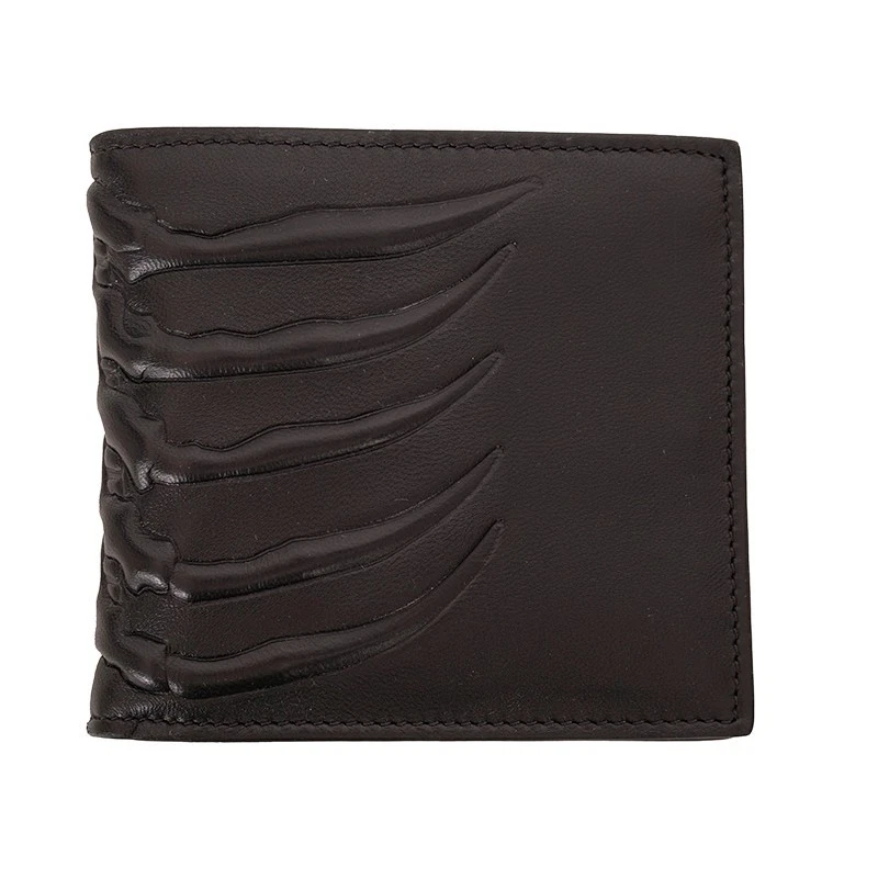 Alexander McQueen — NEW ALEXANDER MCQUEEN Mens Black Leather RIB CAGE Gothic Bi-Fold RARE WALLET NWT