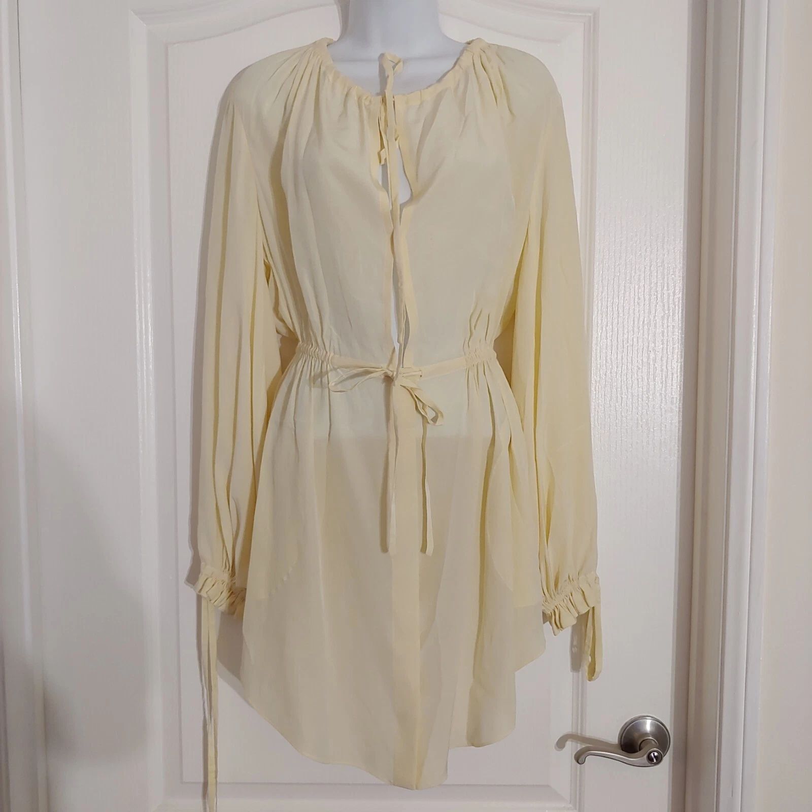 Alexander McQueen — alexander mcqueen Women's Shirt Dress Cream EU 46 US 12 100% Silk