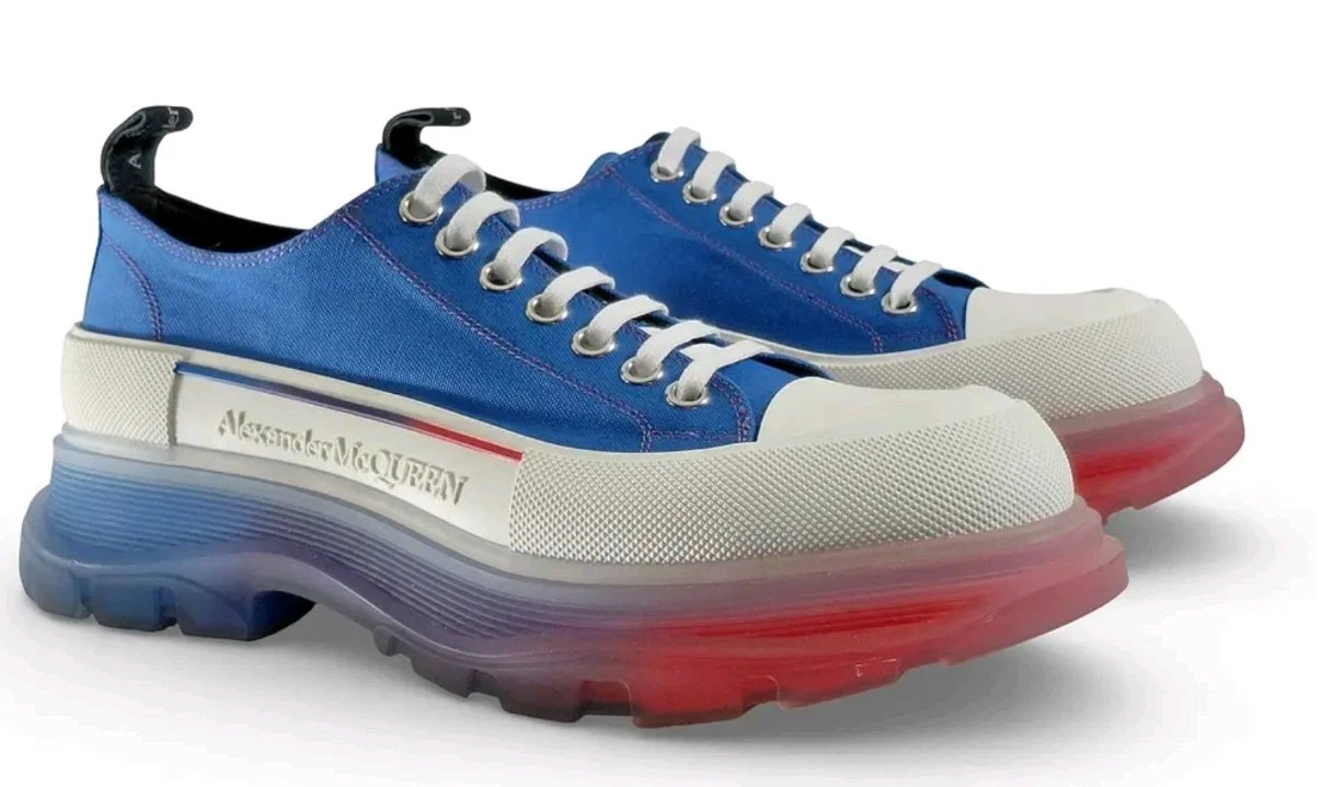 Alexander McQueen — ALEXANDER MCQUEEN Mens TreadSlick blue and white Sneakers NEW AUTHENTIC