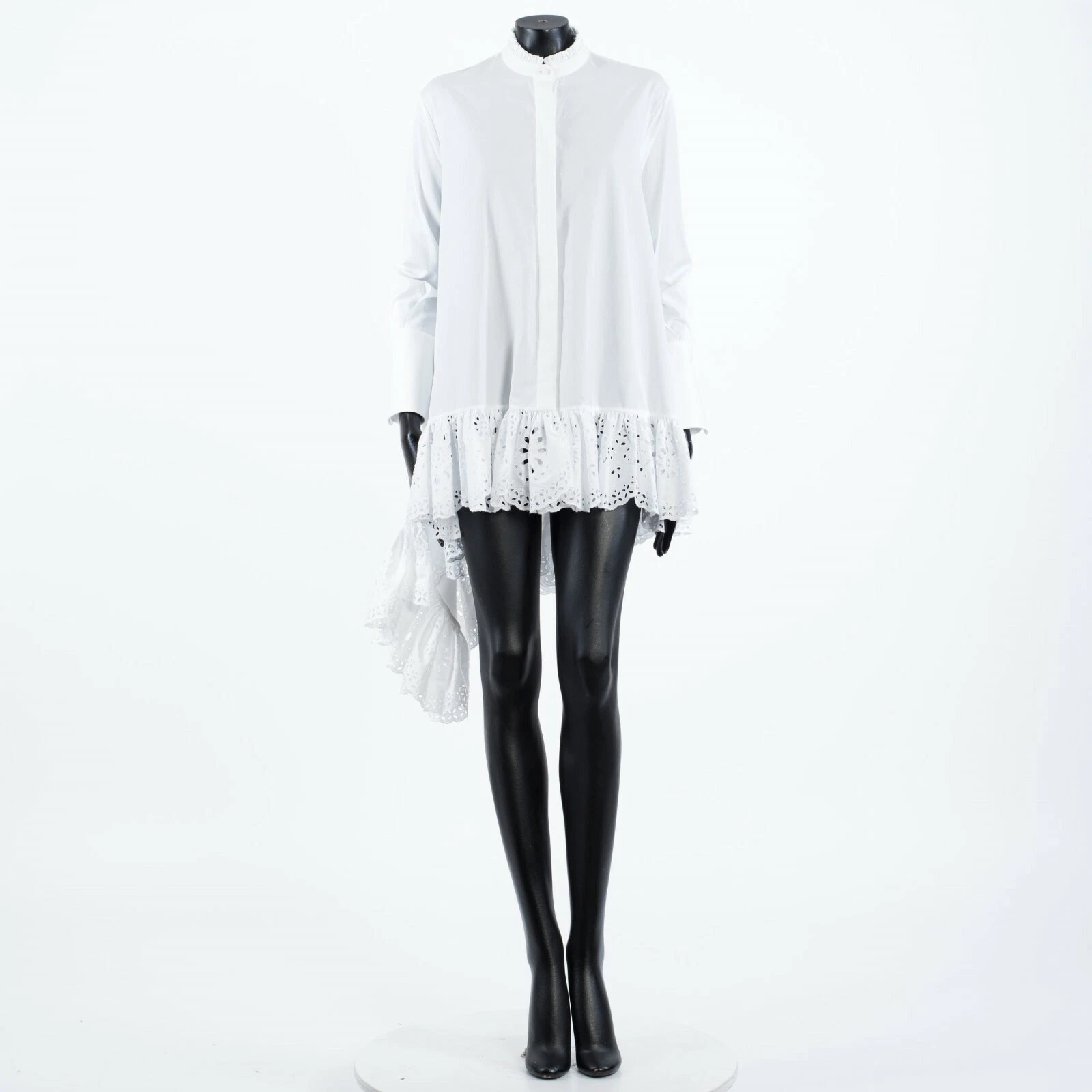 Alexander McQueen — ALEXANDER MCQUEEN 3500$ Asymmetric Blouse - Anglaise Broderies - White Cotton