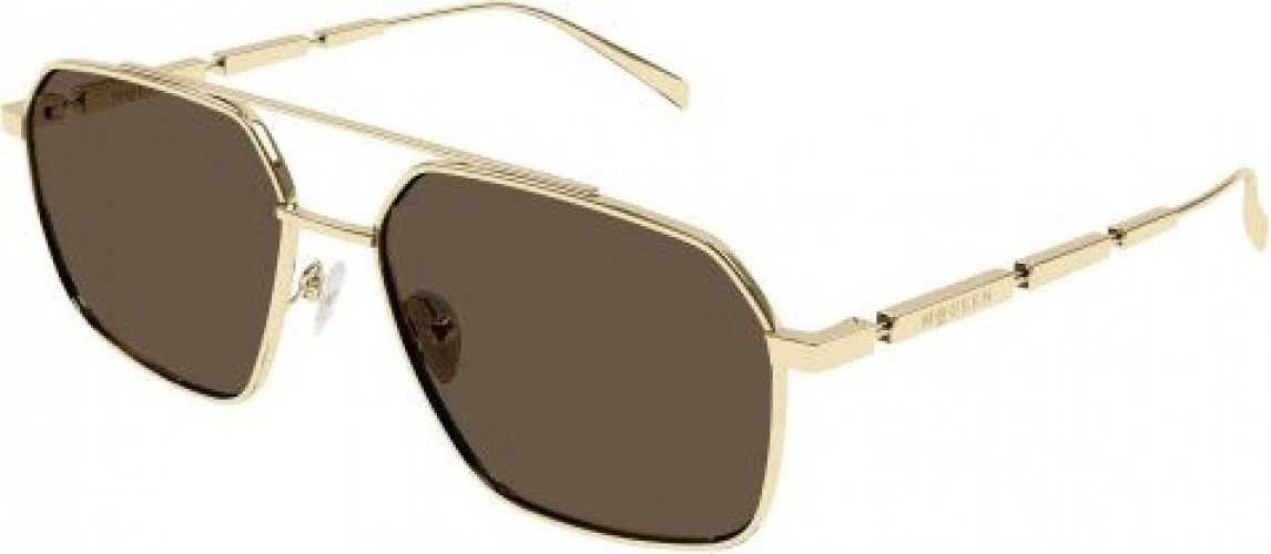 Alexander McQueen — NEW Alexander McQueen AM 0477S Sunglasses 002 GOLD 100% AUTHENTIC