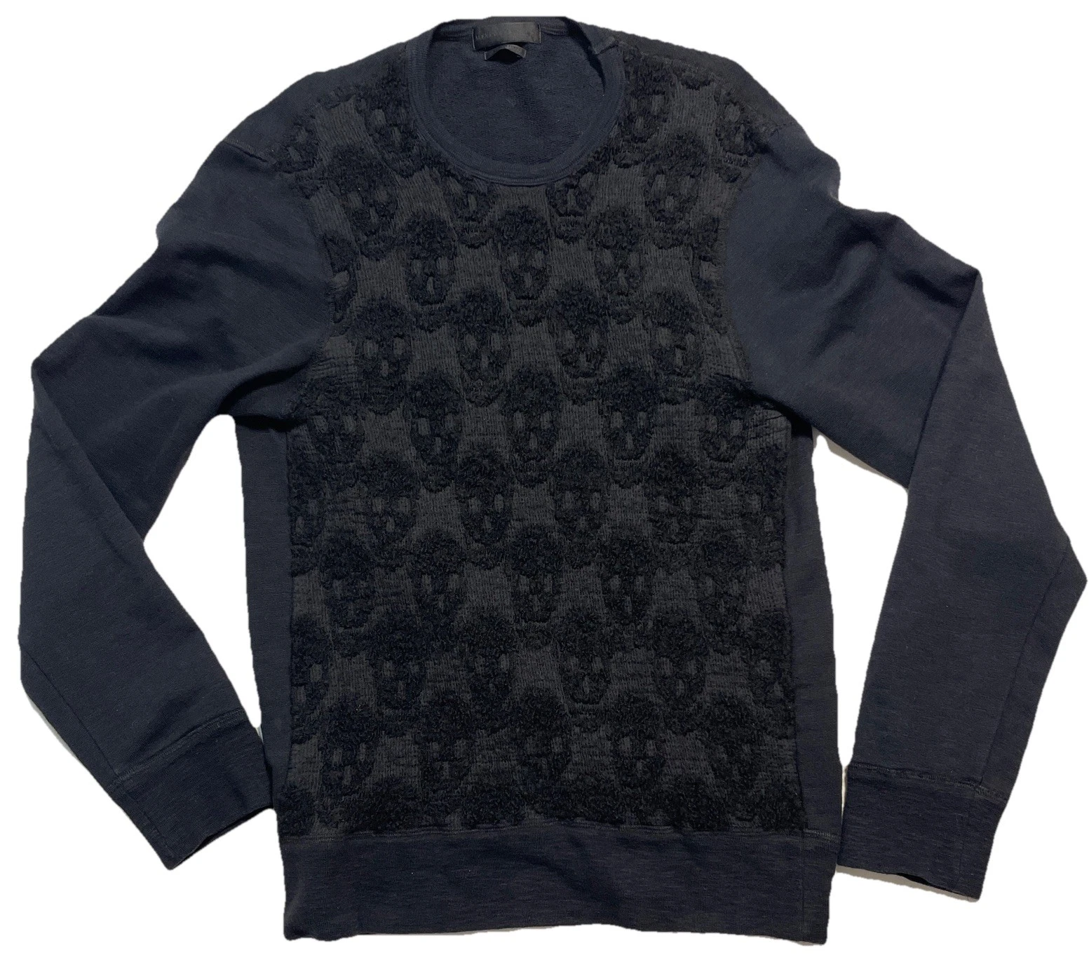 Alexander McQueen — Alexander McQueen Skulls All Over Sweater Womens XL Italy Cotton Rayon Wool Silk